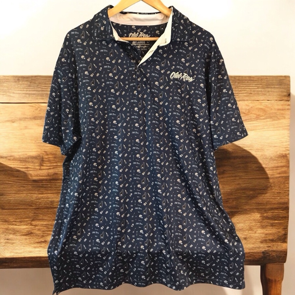 NWT Old Row Navy Men's 3x‎ Polo Shirt Tailgater pattern
